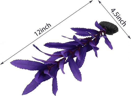 2-Pack 12 Inch Aquarium Silk Aquarium Plants, Artificial Plastic Plant for Small Tank, Goldfish, Fish Hides (Purple, 12 Inch)