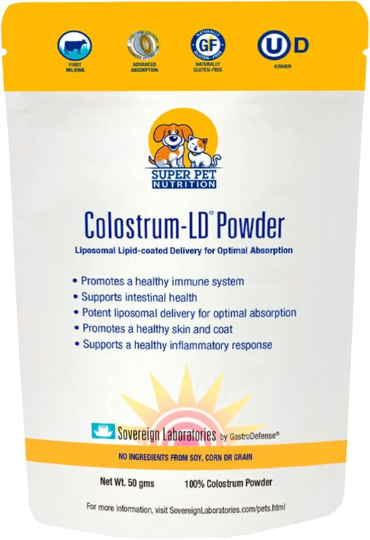 Veterinarian Approved Super Pet Nutrition - for Dogs and Cats - Liposomal Bovine Colostrum, Rich in Immunoglobulins (25%+), Support for Immune and Digestive Systems, Allergies (1.76 Ounces)