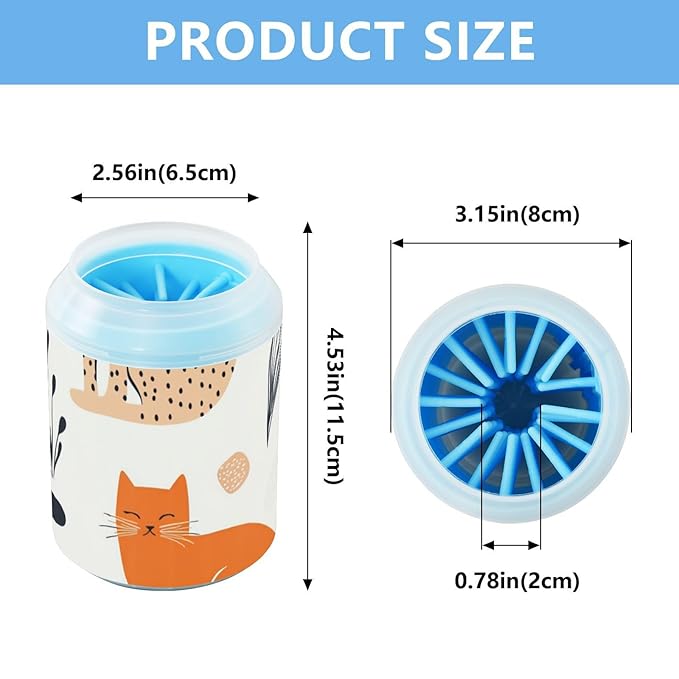 Dog Paw Cleaner Mudbuster Dog Foot Washer for Small Medium Large Dogs Cats Premium Pet Supplies Cats Abstract Shapes White
