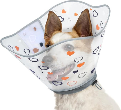 Elizabethan Dog Cone Collar, Adjustable Pet Cone to Stop Licking, Durable Plastic Neck Cone After Surgery for Small, Medium Large Dogs, Love S