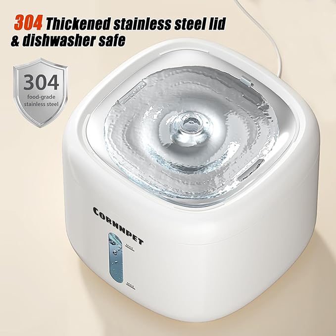 Wireless Cat Water Fountain 74Oz/2.2L for Drinking - Pet Fountain for Small Animal - Dogs Waterer Bowls Indoor