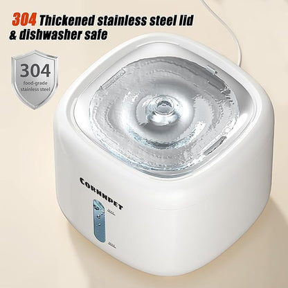 Wireless Cat Water Fountain 74Oz/2.2L for Drinking - Pet Fountain for Small Animal - Dogs Waterer Bowls Indoor