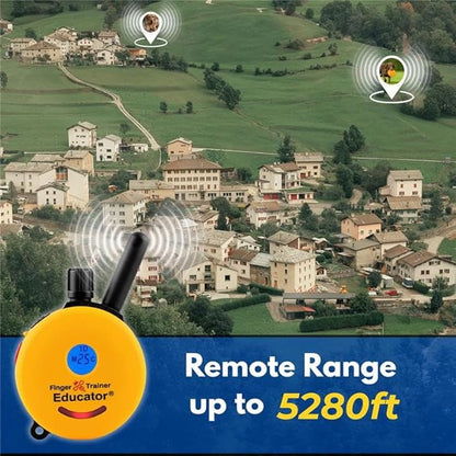 Educator FT-330 Finger Trainer E Collar for Dog Training with Remote - 1/2 Mile Range, Waterproof, 100 Stimulation Levels, Tone or Vibration Mode, Night Light Tracking for Small, Medium & Large Dogs