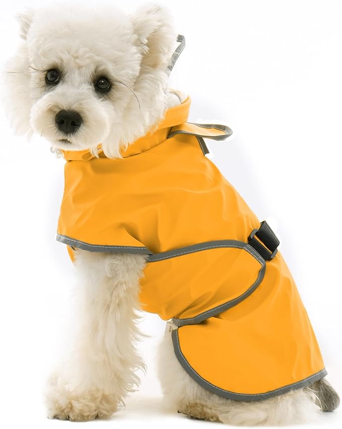 FUAMEY Dog Raincoats Small | Waterproof Lightweight, Clear Hood, Adjustable Belly Strap, Leash Hole, Dachshund