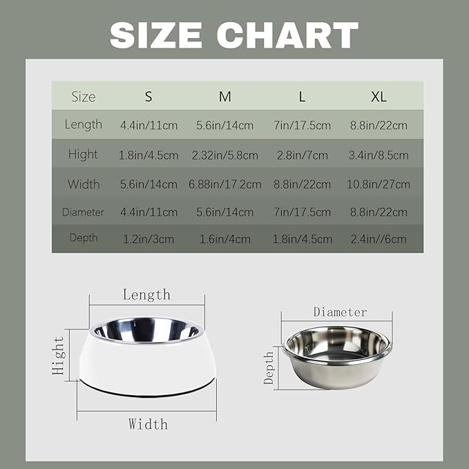 Personalized Stainless Steel Dog & Cat Food/Water Bowls – Custom Pet Name, Non-Slip, Easy Clean Feeding Dishes with Separate Plates(White)