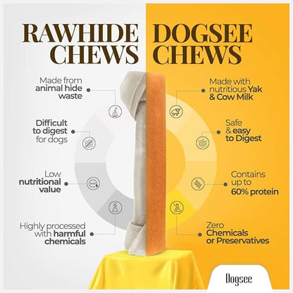 Dogsee Original Yak Cheese Himalayan Dog Chews 1lb (Large - 4 Bars) | 100% All Natural | Dog Treats Large Breed | Dog Chews Long Lasting for Aggressive Chewers | High Protein Dental Sticks