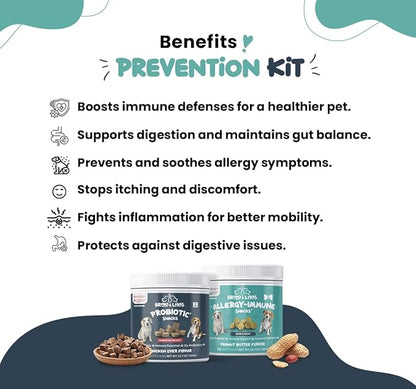 Allergy Relief & Probiotic Chews for Dogs – Immune, Gut & Digestive Health Supplement – Seasonal Allergy, Itching & Yeast Support with Skin & Coat Benefits – Dog Treats with Probiotics (90 Chews)