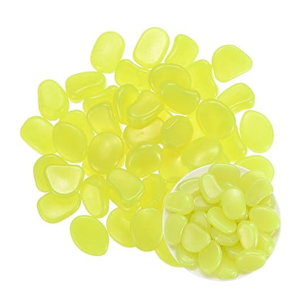 20-Pack Glow in The Dark Rocks, 1.77" Resin Outdoor Garden Decorations Luminous Pebbles Stones for Garden Plants/Aquarium/Backyard Path, Aquarium Gravel [Yellow]