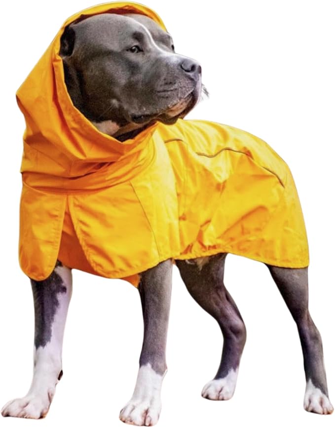 Spark Paws Dog Raincoat, Waterproof Windproof Rain Jacket, for Small Medium Large Extra Large Dogs, Reflective Breathable Full-Body Coverage Dry Suit - Mustard Yellow - 3XL