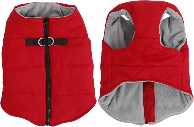 Geyecete Dog Bulldog Clothes Dog Cotton Padded Coat Thick Winter Warm Vest Waistcoat Cold Weather Jacket Clothing for French Bulldog Coat-Red-L