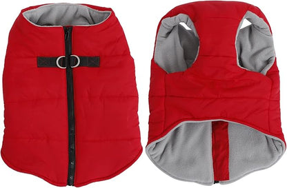 Geyecete Dog Bulldog Clothes Dog Cotton Padded Coat Thick Winter Warm Vest Waistcoat Cold Weather Jacket Clothing for French Bulldog Coat-Red-L