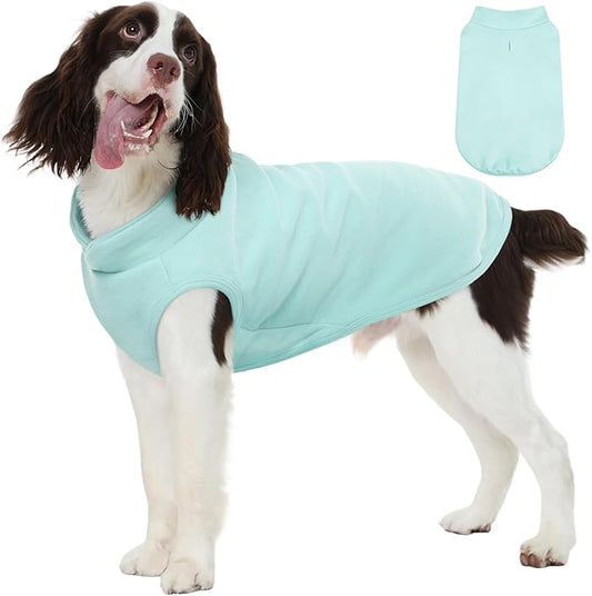 FUAMEY Dog Fleece Vest for Large Dogs,Warm Stretchy Dog Sweatshirts Pullover with Leash Hole Dogs Sweater Soft Pet Turtleneck Cozy Pet Vest Lightweight Sleeveless Blue XXL