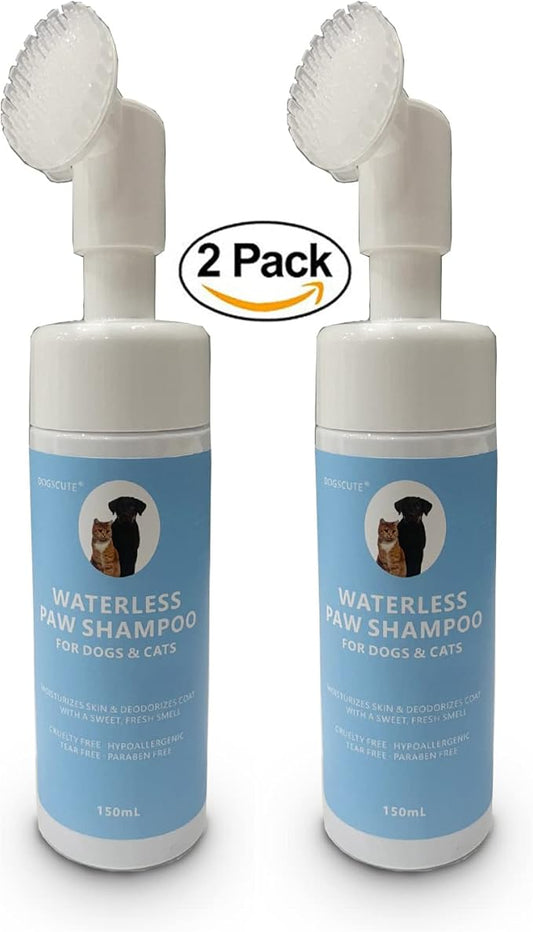 2 Pack Pet Paw Cleaner for Dogs & Cats, Waterless Foam with Silicone Scrubber, Dogs Cats Feet Paw Cleaner