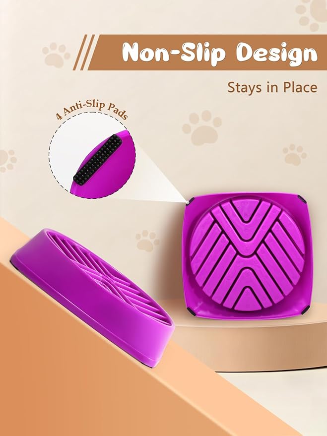 KASBAH Slow Feeder Dog Bowls Large Breed, Holds 5 Cups Wet or Dry Food for Large and Medium Dogs,Puzzle Maze for Fast Eaters,Square Base,Non-Slip, Made Without BPA,Helps Prevent Bloat & Aid Digestion