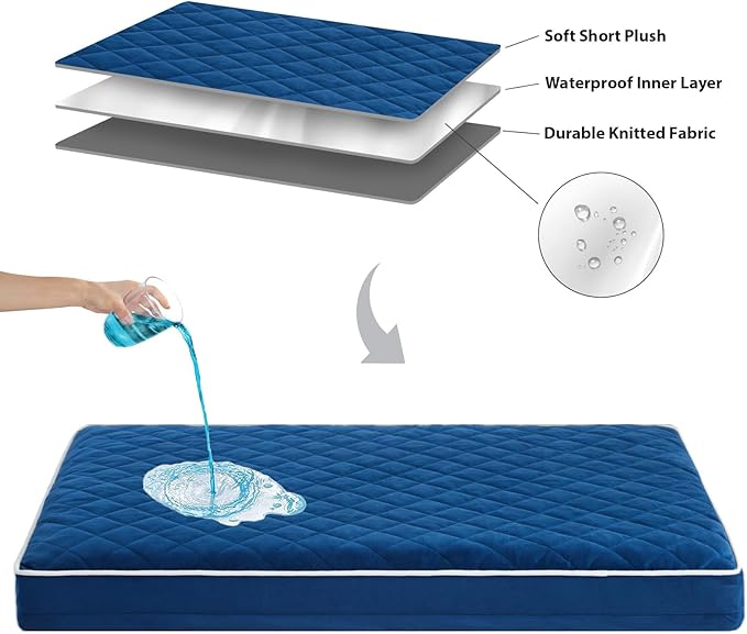 WNPETHOME Orthopedic Dog Bed for Crate, Waterproof Extra Large Dogs Bed with Removable Washable Cover, Multi-Needle Quilting Dogs Crate Beds