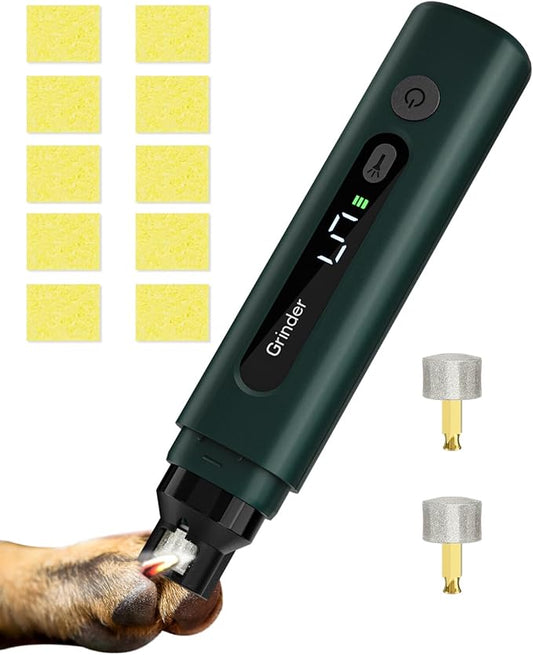 weini Dog Nail Grinder Upgraded-Professional 5-Speed Electric Rechargeable Pet Nail Trimmer Painless Paws Grooming & Smoothing, Sponge Dust Collection for Small Medium Large Dogs&Cats,Green
