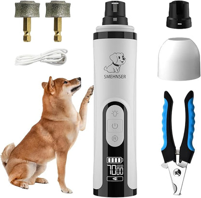 ahansi Dog Nail Grinder, 2026 Upgrade Quiet Dog Nail Grinder Cordless with LED Light & 3 Speeds, Quick USB Rechargeable Dog Nail Trimmer for Thick and Long Nails (1pc+2 Heads)