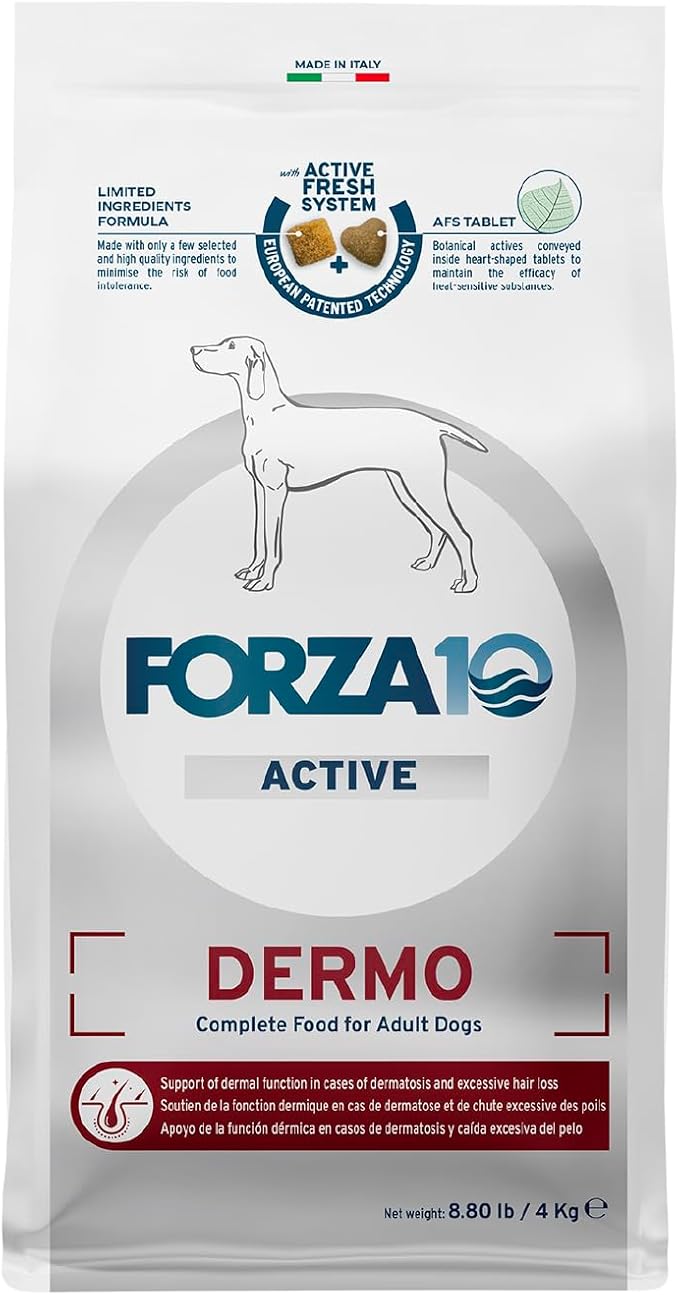 Forza10 - Dog Food, Dermo Dry Food for Itchy Skin, Sensitive Stomach & Coat Health, Limited Ingredient Dog Food, Non-GMO, Fish Flavor, Made in Italy (8.8 lb)