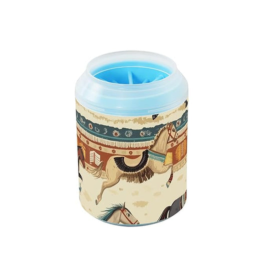 Dog Paw Cleaner Cups for Dogs Pet Foot Washer Paw Scrubber for Medium Small Dogs Cats Cleaning Cup Native Indian Tribal Horses