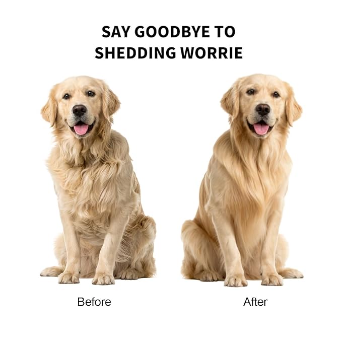 Deshedding Dog Brush for Shedding Control, Short Hair Dog Brush with Stainless Steel Shedding Blade, Grooming Brush for Dogs Cats and Horses with Ergonomic Non Slip Handle, for Short to Medium Coats