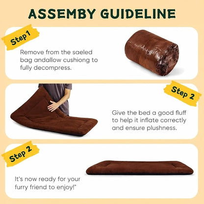 Dog Crate Pad Washable for 48 Inch Crate, Plush Anti-Slip Crate Mat for Large Dogs, XL Kennel Pad for Home, Travel and Training, 48 x 30 Inch, Brown