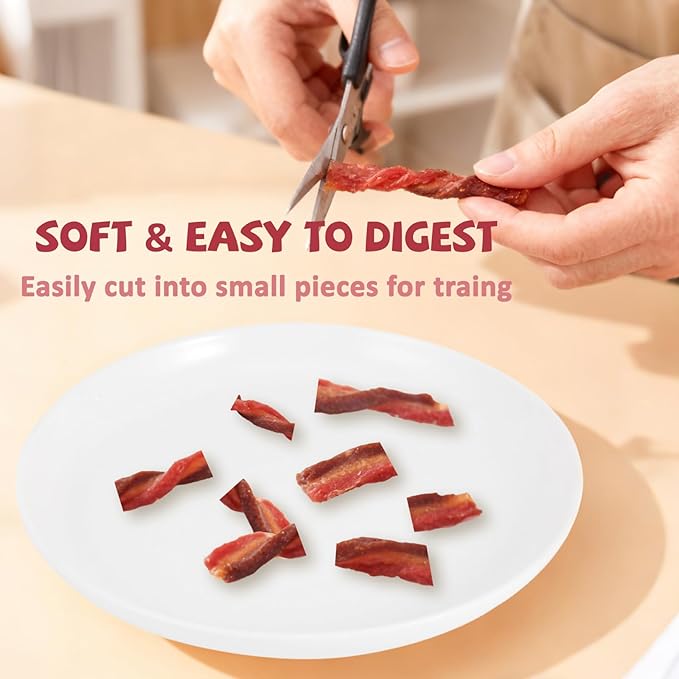 Triple Flavored Dog Treats Chicken, Duck & Beef Twists, Healthy Low Fat Dog Jerky Chews, High Protein Training Treats Snacks for Small Medium Large Breed, 10.6 oz