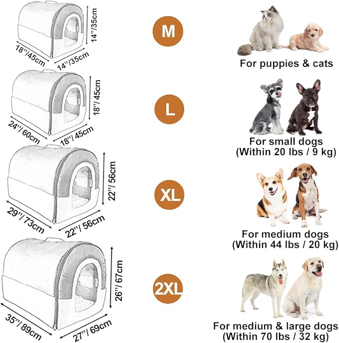 ANPPEX Large Igloo Dog House Indoor,2XL Size Dog Cave for Large and Medium Dogs,2-in-1 Washable Covered Dog Bed,Brown