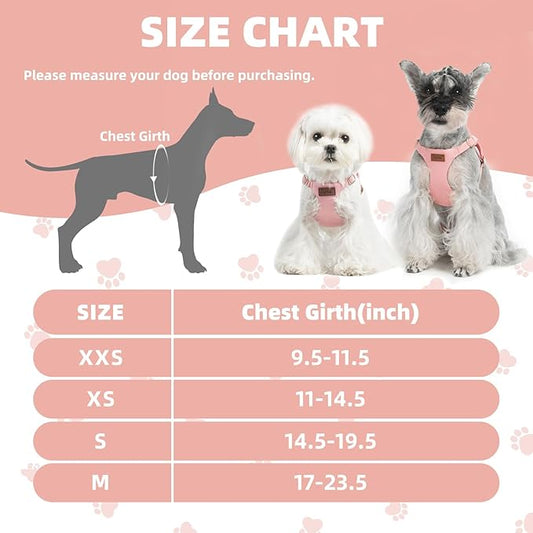 PUPTECK Dog Harness and Leash Set Small Sized, Step-in Cute Puppy Harness, Soft Lightweight Padded Vest, Escape Proof No Pull Pet Harnesses Easy for Walking, Pink, S