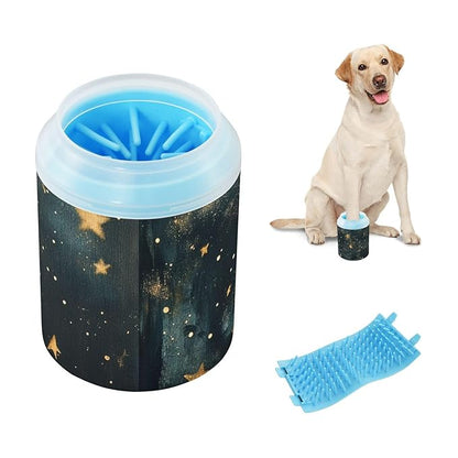 Dog Paw Cleaner Cups for Dogs Pets Foot Washer Paw Scrubber for Medium Small Dogs Cats Cleaning Cup Night Sky Golden Stars