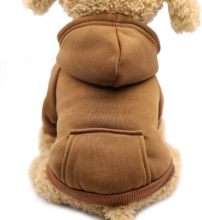 Idepet Pet Dog Hoodies Dog Clothes for Small Dogs Vest Chihuahua Clothes Warm Coat Jacket Autumn Puppy Outfits Cats Dogs Clothing(XL, Coffee)