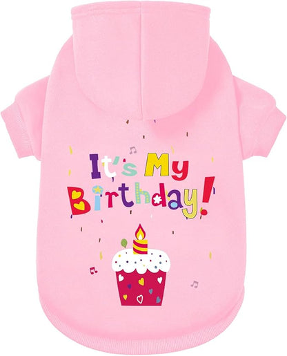 GreenJoy Dog Sweater Dog Hoodie Cold Weather Coat Hooded Sweatshirt for Puppies,Cats, Small Medium Large Dogs (Pink(It's My Birthday), XX-Large)