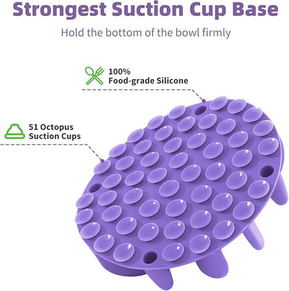 Jaoul Slow Feeder Dog Bowls Insert, Puzzle Slow Feeder with 51 Octopus Suction Cups for Medium Large Size Dog Bowls Over 6.5" Wide (Purple)