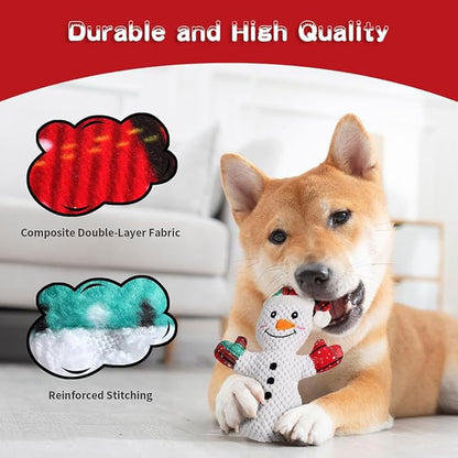 Christmas Dog Squeak Toys for Small, Medium & Large Dogs, Tough Chew Toy for Teething & Chewing, Durable Interactive Puppy Gifts, 5-Pack