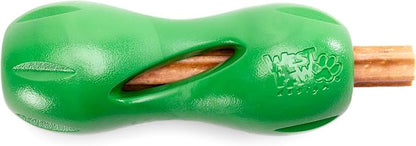 West Paw Qwizl Treat Dispensing Dog Toy for Tough Chewers- Durable Long Lasting Chew and Fetch Toy Keeps Dogs Engaged- Dishwasher Safe Safe Materials Made in USA - Clover Green, Large