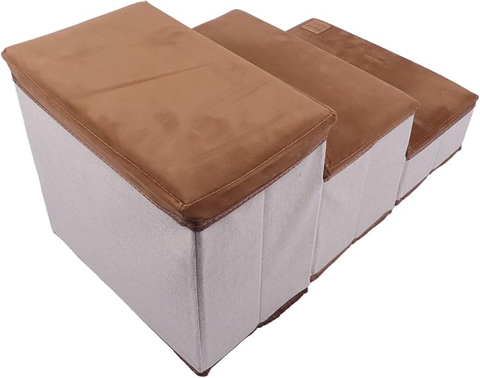 Fabater Dog Stairs for Small Dogs, 3 Step Dog Steps for Couch Sofa and Chair, Anti Slip with Storing Space, Pet Stairs Pet Steps Ramp for Small Dogs and Cats