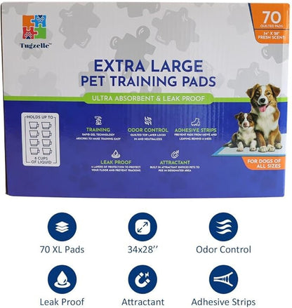 Fresh Scent Extra Large Pet Training Pads - Ultra Absorbent Pads for Dogs Leak-Proof, Odor Control Pee Pads – Quick Dry Potty Pad for Puppies, Large Dogs, & Senior Pets (34" x 28", 70 Count)