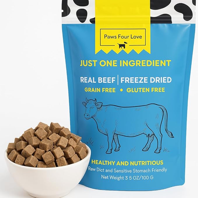 Organic Freeze-Dried Beef Treats — 100% Single-Ingredient Beef — Grain-Free, Gluten-Free, High Protein, Allergy-Friendly Topper & Reward — Made in USA (1 Bag)