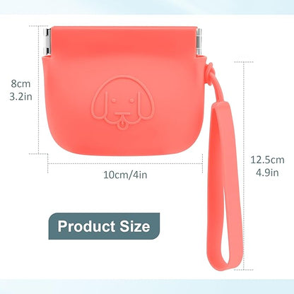 WALLFID Silicone Dog Treat Pouch Small Bag,Auto Closure,with Pet Training Clicker,Walking Bag for Dog and Cat,Pocket Size,Easy to Clean,Odorless(Claret)