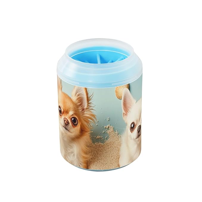 Dog Paw Cleaner Mudbuster Dog Foot Washer for Small Medium Large Dogs Cats Premium Pet Supplies Cute Chihuahua Dogs and Paw Print Seashell