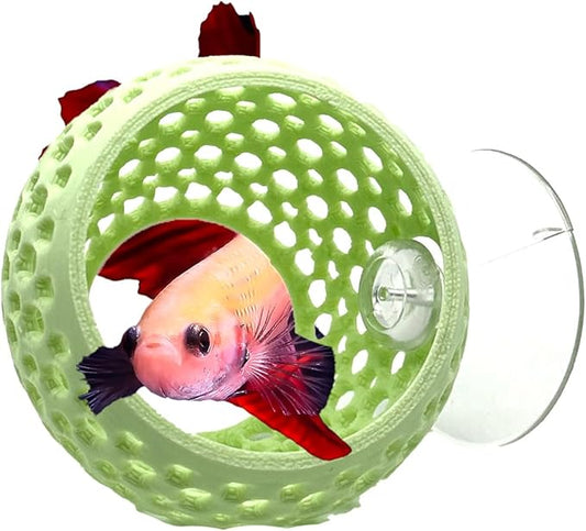 CTWPets Betta Bulb Hide | Betta Rest Fish Tank Ornament | Aquarium Cave with Suction Cup for Small Fish Tank, Betta Habitat, Shrimp Hideout, Aquatic Decor (Minty Dream)