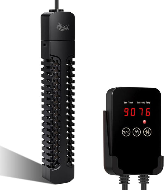 AQQA Fish Tank Heater 500W Quartz Glass Submersible Aquarium Heater with Intelligent Overheat & Dry-Run Protection for Marine and Freshwater Tank (500W for 55-130 Gallon)