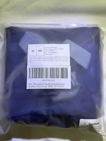 Dog Treat Pouch for Pet Walking and Training with Clicker 2 Cup Silicone Bag Small Fanny Pack Holder for Puppy Snack Dispenser Kit for Leash and Outdoor Use (Blue)