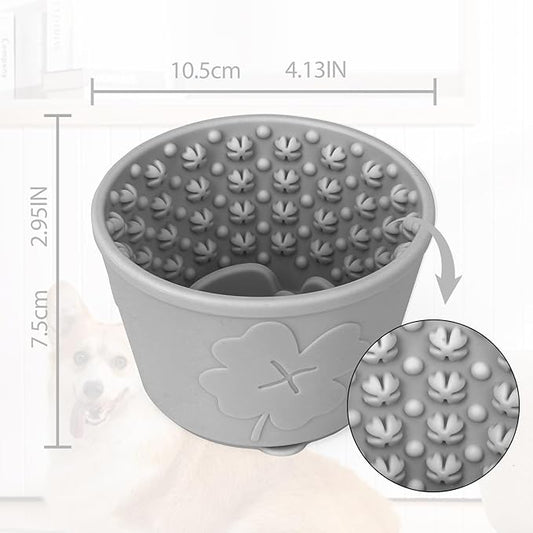 Silicone Lick Bowl for Dogs ，Freeze Bowl for Dogs with Suction Cups for Dog Anxiety Relief,nteractive Dog Puzzle (Grey)