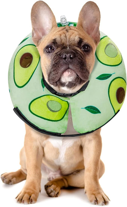 MIDOG Inflatable Dog Cone Alternative for After Surgery - Soft Protective Donut Collar Prevents Licking, Comfortable Recovery E-Collar Alternative for Small Medium Large Dogs (Avocado,M)