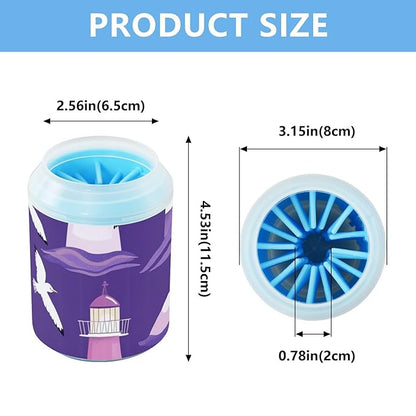 Dog Paw Cleaner Cups for Dogs Pets Foot Washer Paw Scrubber for Medium Small Dogs Cats Cleaning Cup Purple Small Lighthouses Seagulls and Waves