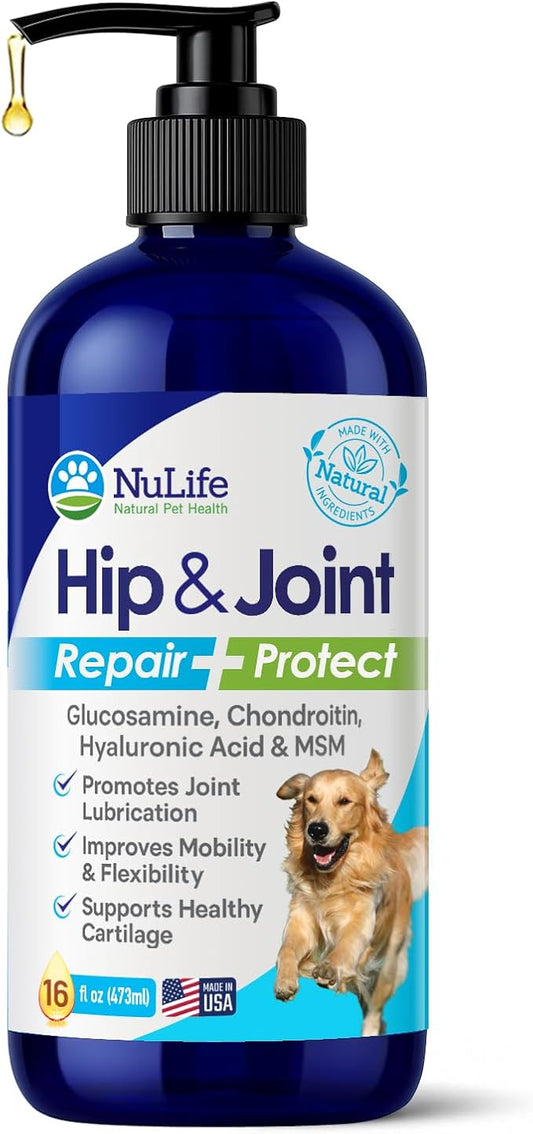 Liquid Glucosamine for Dogs - Advanced Joint Supplement for Dogs Ages with Chondroitin, MSM & Hyaluronic Acid - Repairs & Protects Joints, Supports Mobility & Pain Relief - 16oz