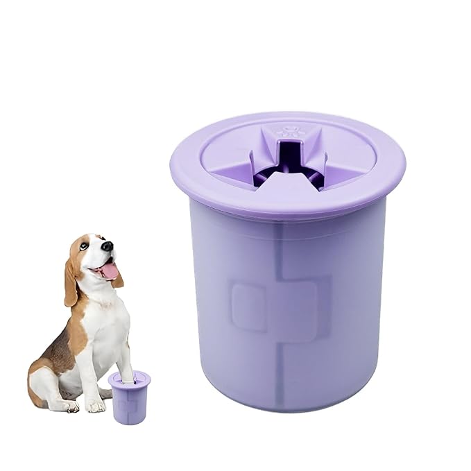Dog Paw Cleaner Cup Dog Paw Foot Cleaner Paw Washer Portable Foot Cleaner Cup for Pet Cat-Small Purple
