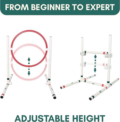 ALBERT & MIA CATGILITY Cat Agility Equipment + Clicker Trainer Guide – Exercise Agility Course – Jumping Hurdles & Hoop, Tunnel (Small Dog & Cat Training) Clicker Training Obstacle Course for Cats