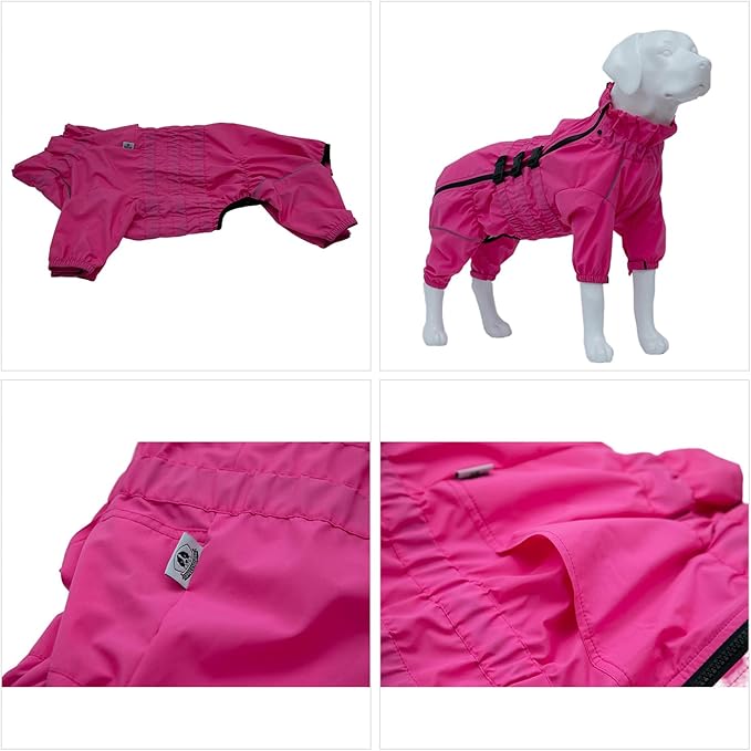 Dogs Waterproof Jacket, Lightweight Waterproof Jacket Reflective Safety Dog Raincoat Windproof Snow-Proof Dog Vest for Small Medium Large Dogs Rosered XXXL