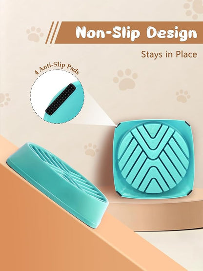 KASBAH Slow Feeder Dog Bowls Large Breed, Holds 5 Cups Wet or Dry Food for Large and Medium Dogs,Puzzle Maze for Fast Eaters,Square Base,Non-Slip, Made Without BPA,Helps Prevent Bloat & Aid Digestion